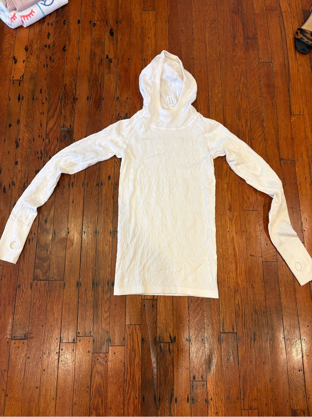 lululemon athletica white cable knit hooded sweater